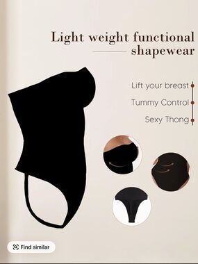 Women's Black Lightweight Shapewear Thong - Tummy Control & Lift